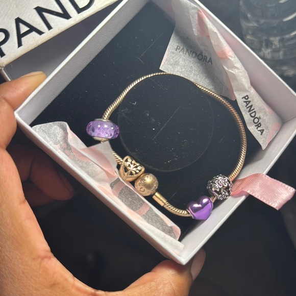 Pandora Gold and Purple Bracelet